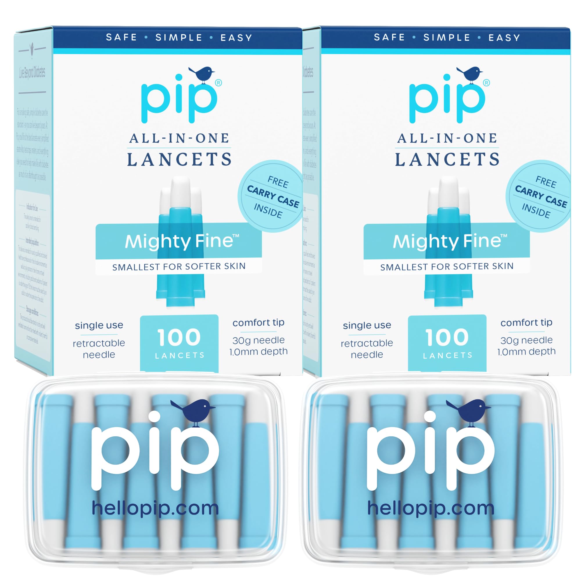 Sponsored Ad - Pip Lancets for Diabetes Testing - All-in-One 30Gx1.0mm Ultra-Thin Safety Lancets Pressure Activated | Single-Use Sterile Diabetic Needles for Blood Sugar Monitors | 200 Count Value Pack
