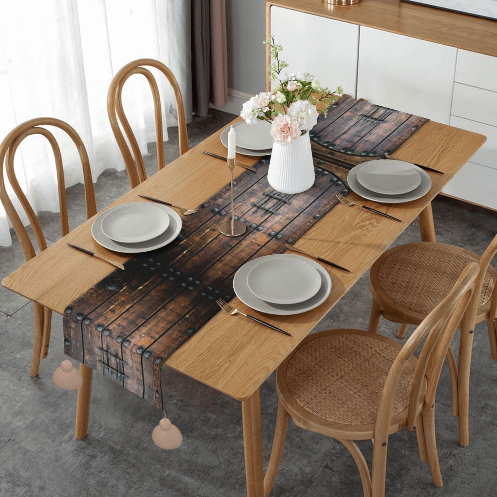 Chemin de table macramé décoration table mariage vacances salle à manger style rustique