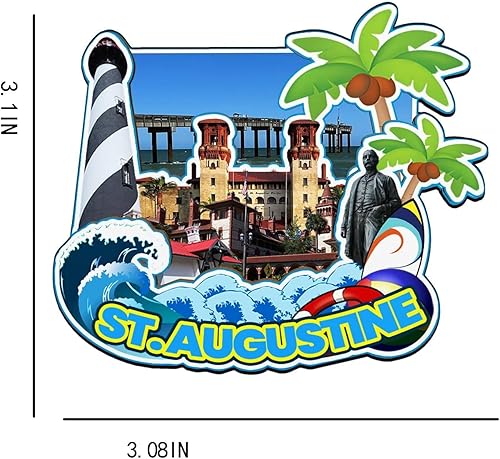 Miniatura 3 de Imán de madera para nevera, San Agustín, Florida, Estados Unidos, monumentos 3D, recuerdos coleccionables, decoración hecha a mano -2686