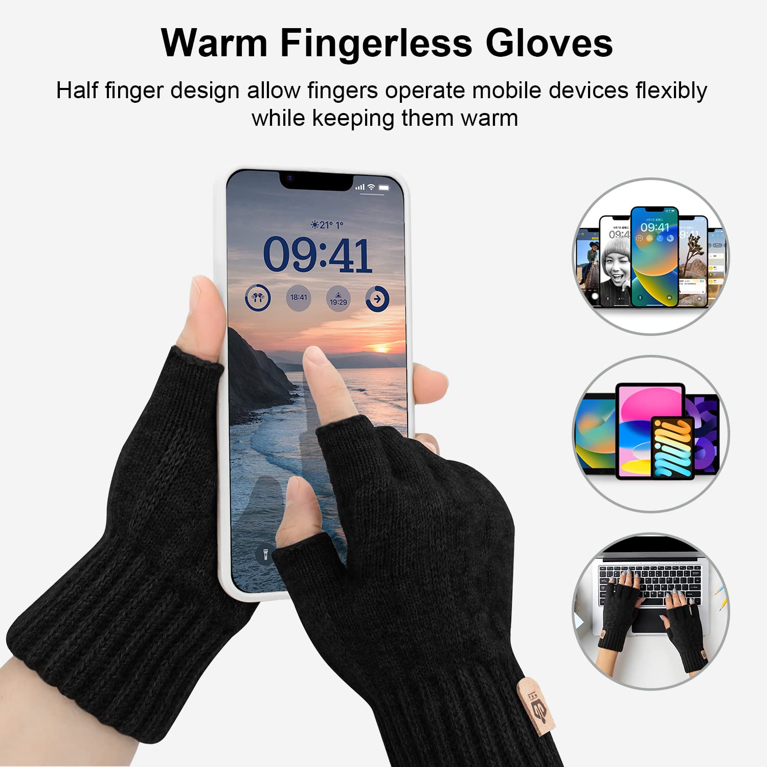 Thermisch Fingerlose Handschuhe Damen Herren Strick Touchscreen Winterhandschuhe Skifahren Radfahren Arbeit