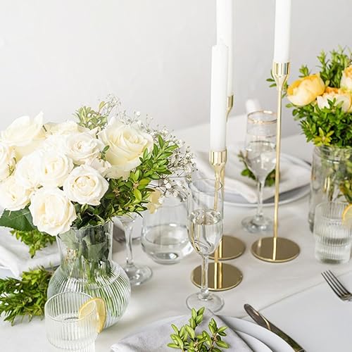 Miniatura 6 de Portavelas dorados, juego de 3 portavelas para centro de mesa, chimenea, gabinete, portavelas cónicos de metal de latón para creador de atmósfera