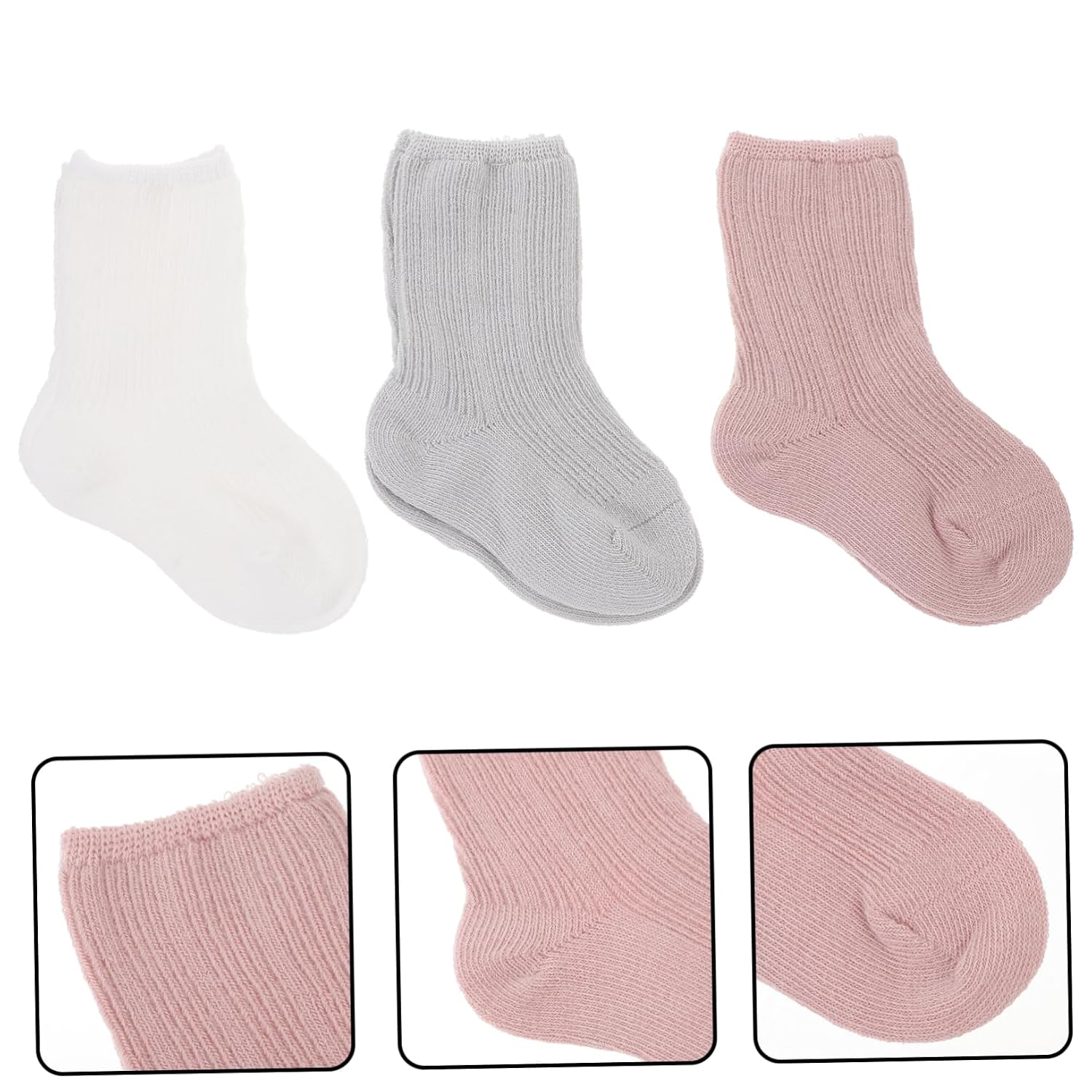 ORFOFE 3pairs Socks for Newborns Warm Boy Girl Socks Soft Mid Tube Design Months for and Comfort