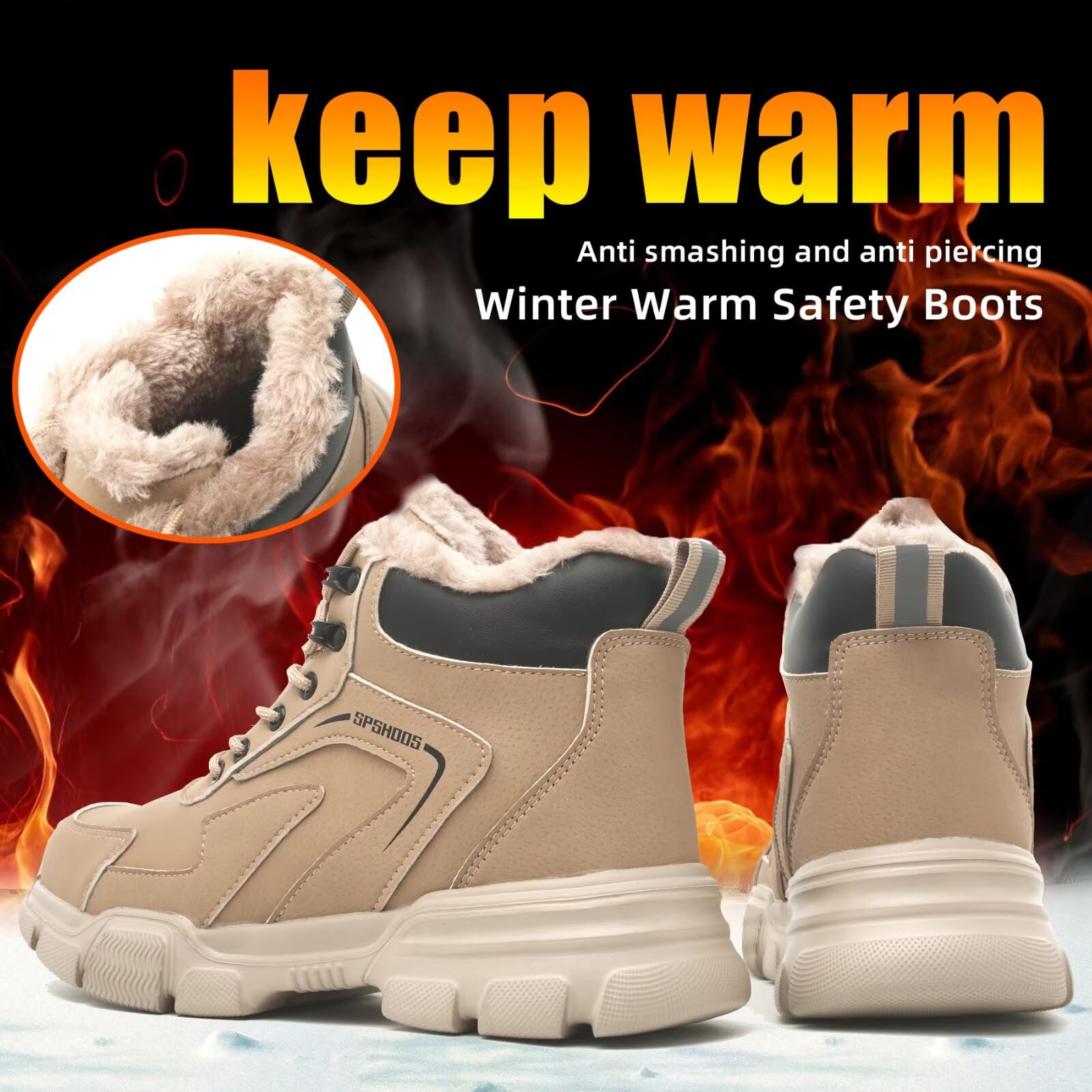 Scarpe Antinfortunistiche Invernali Uomo Donna Scarpe da Lavoro Stivali di Sicurezza Antiscivolo Impermeabili Caldi con Puntale in Acciaio