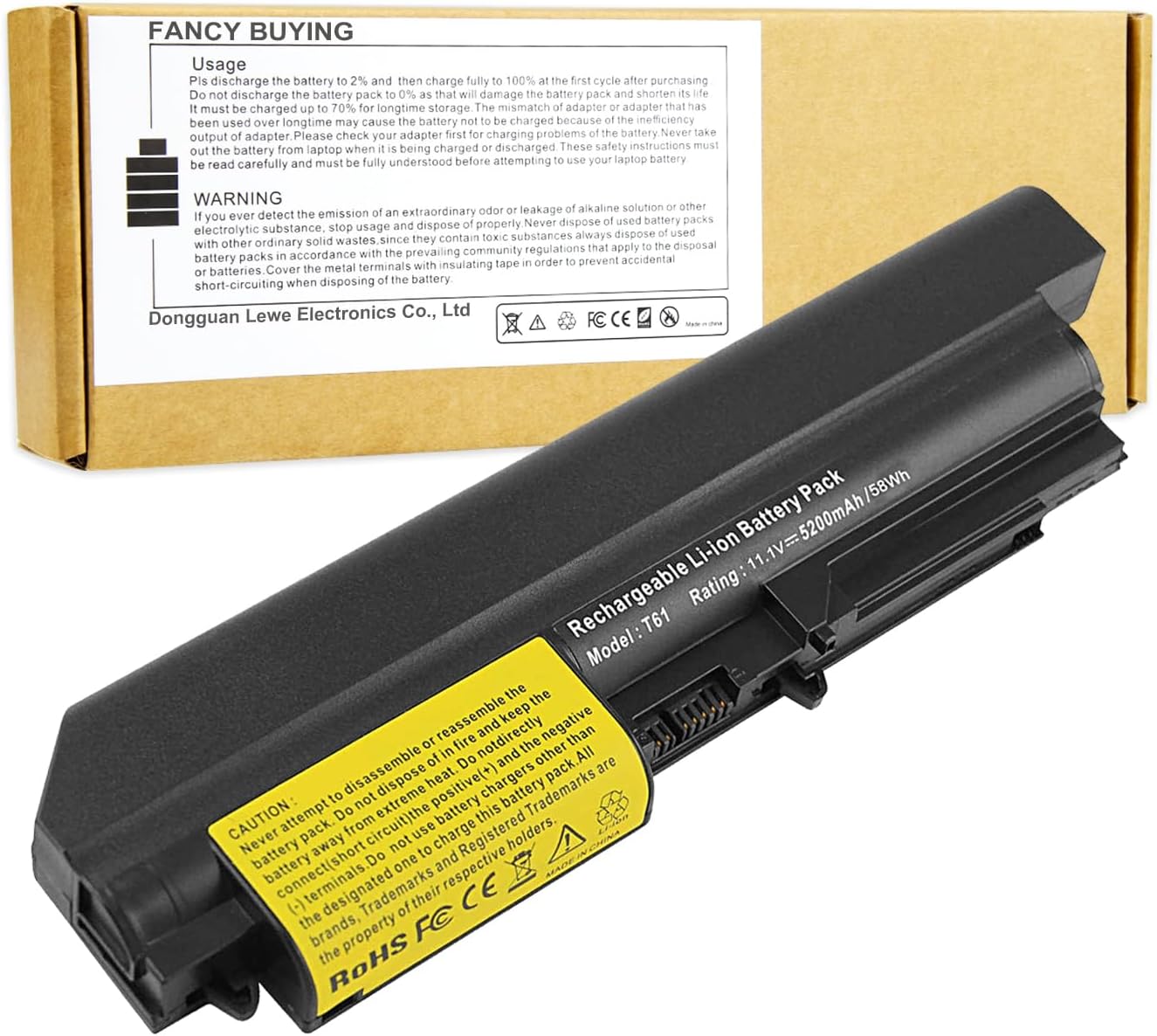 Laptop Battery for IBM/Lenovo ThinkPad R61 R61i T61 T61p T61u T400 R400 Series (ONLY for 14.1-inch Widescreen), fits 42T4644 42T4645 42T4677 42T4678 42T4743 42T4745 42T4771 42T5262 42T5264