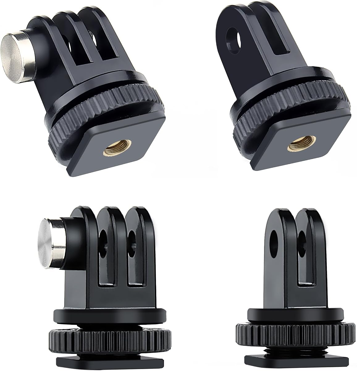 GEPULY 4 Pack Cold Shoe Mount Adapters 1/4" Thread Hole Cold Shoe Bracket | For GoPro Hero 13 12 11 10 9 8 7 6 5 4 3 DJI Insta360 Action Cameras DSLR Cage Microphone LED Light Selfie Stick Monopod