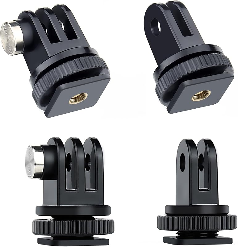 GEPULY 4 Pack Cold Shoe Mount Adapters 1/4" Thread Hole Cold Shoe Bracket | For GoPro Hero 13 12 11 10 9 8 7 6 5 4 3 DJI Insta360 Action Cameras DSLR Cage Microphone LED Light Selfie Stick Monopod