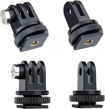 GEPULY 4 Pack Cold Shoe Mount Adapters 1/4" Thread Hole Cold Shoe Bracket | For GoPro Hero 13 12 11 10 9 8 7 6 5 4 3 DJI Insta360 Action Cameras DSLR Cage Microphone LED Light Selfie Stick Monopod