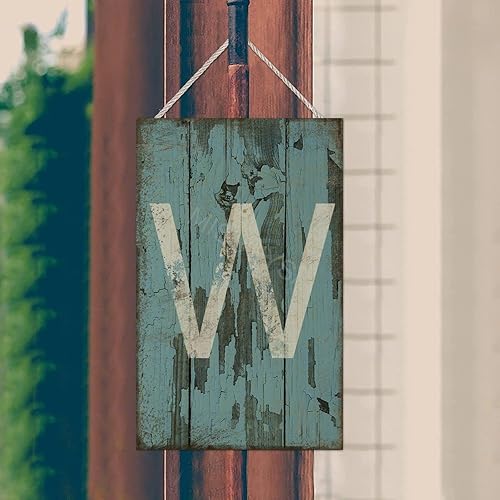 Vista 199 de Letrero colgante de madera con letra A, letrero de madera, decoración del hogar, 26 letras del alfabeto de metal, placa de madera, decoración