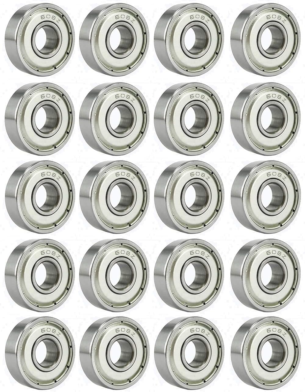 QWORK 20 Packs 608zz ball bearing, Longboard Roller Skate Bearing, for