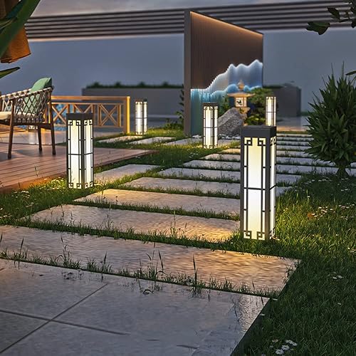 Miniatura 7 de Luces de poste al aire libre, luz eléctrica enchufable para césped, impermeable, luz de jardín al aire libre, luz LED simple de acero inoxidable,