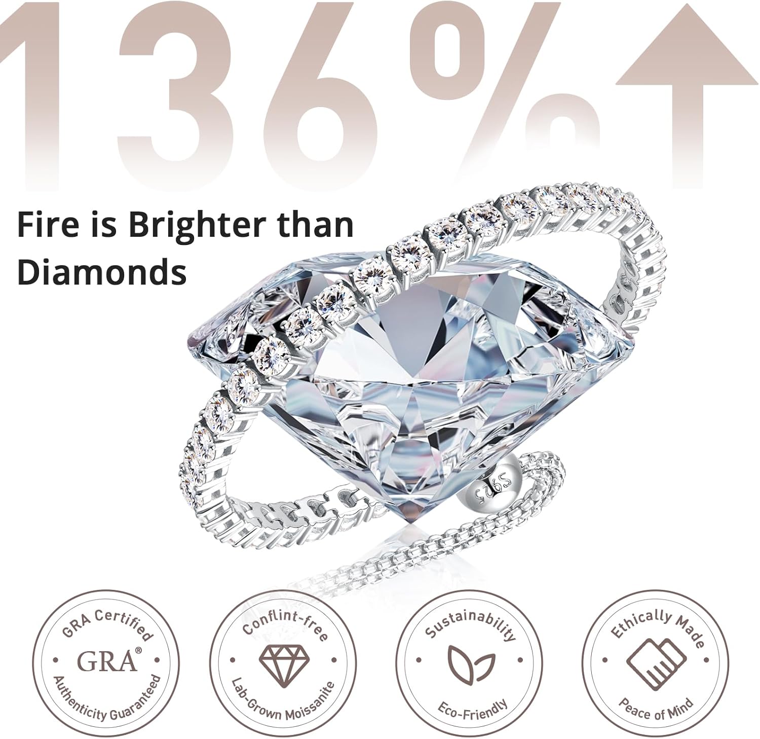 4MM Moissanite Tennis Bracelet for Women, 10.9 ct Adjustable Moissanite Bracelets, 925 Sterling Silver White/14k Gold Plated, Luxury Birthday or Anniversary Jewelry Gift for Her - Image 5