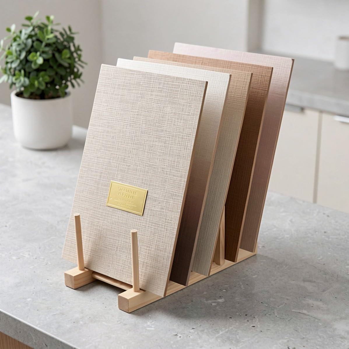 4pcs Wood Nail Display Board with 15 Degree Rows for Salon