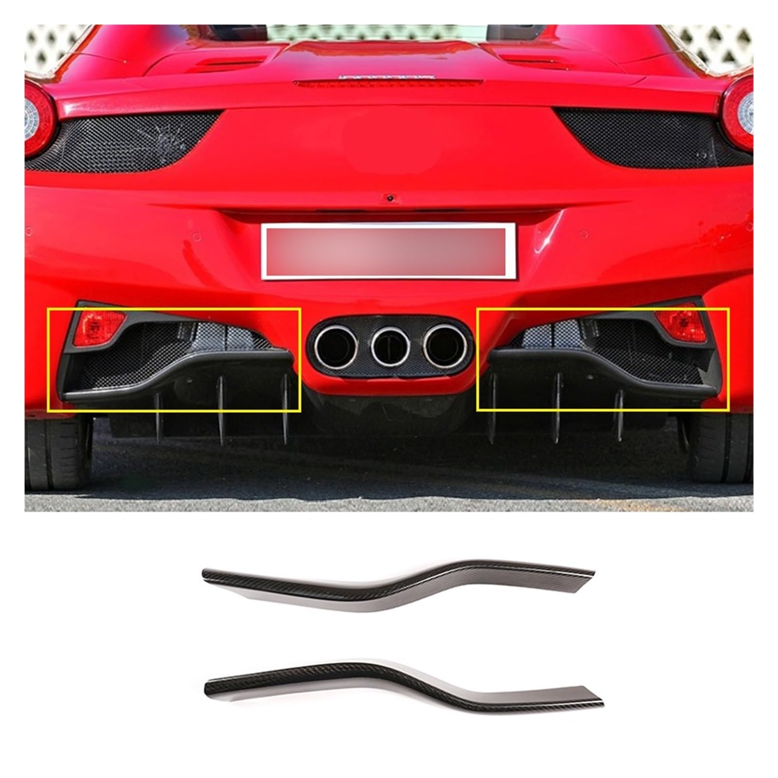 Zderzak tylny samochodu kompatybilny z Ferrari 458 2011 2012 2013 2014 2015 2016 Prawdziwy włókno węglowe Splitter Lip Dyfuzor Spoiler Pokrywa Wykończenie Zewnętrzne Modyfikacja Akcesorium
