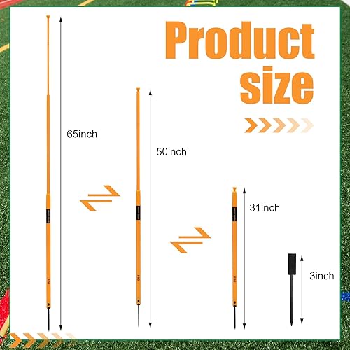 Miniatura 2 de Leyndo Juego de 8 bastones de entrenamiento de fútbol ajustables para entrenamiento de agilidad de 31 a 65 pulgadas, juego de bastones de
