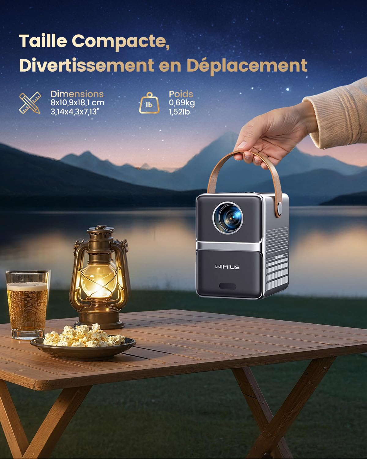 Mini Vidéoprojecteur 4K【Netflix Inclus/Dolby】 30000LM Projecteur Portable 4K Auto Keystone/E-Focus,Courte Focale Rétroprojecteur WiFi6 Bluetooth 1080P Projecteur Zoom 50% Home Cinéma/Extérieur/Arc