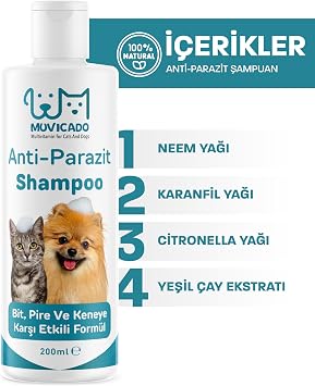 Muvicado Cat Dog Parasite Shampoo Bit Flea Parasite Tick Drop Comb Use With Collar