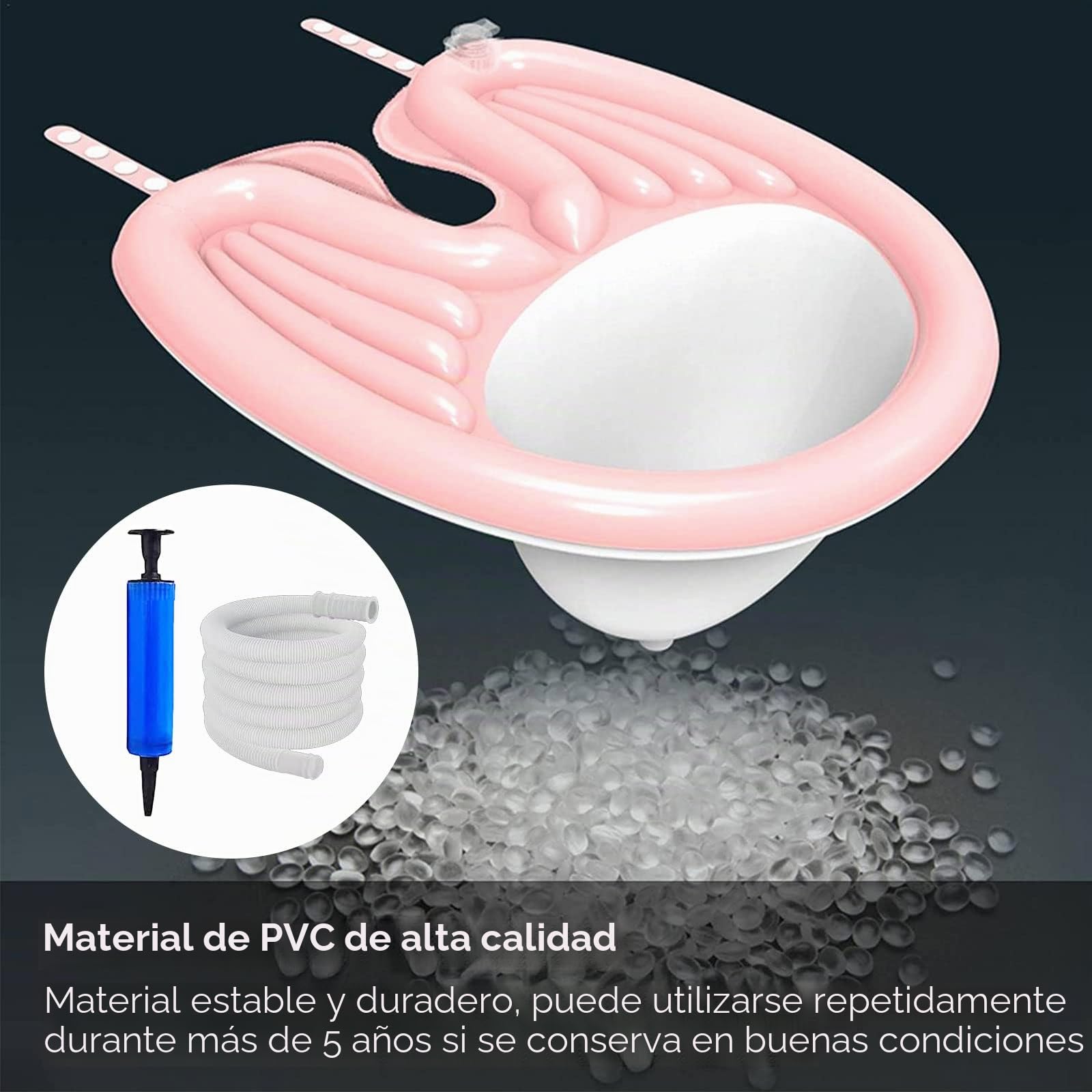 Lavabo Inflable Luolety para Lavar el Cabello, Portátil, con Bomba de Aire, Drenaje Vertical (Rosa, 81 x 60 x 38 cm)