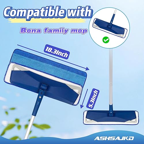 Miniatura 2 de Paquete de 4 almohadillas de repuesto de microfibra para limpieza de mopa – Compatible con mopas Bona Family, mopas secas y húmedas para mopas Bona