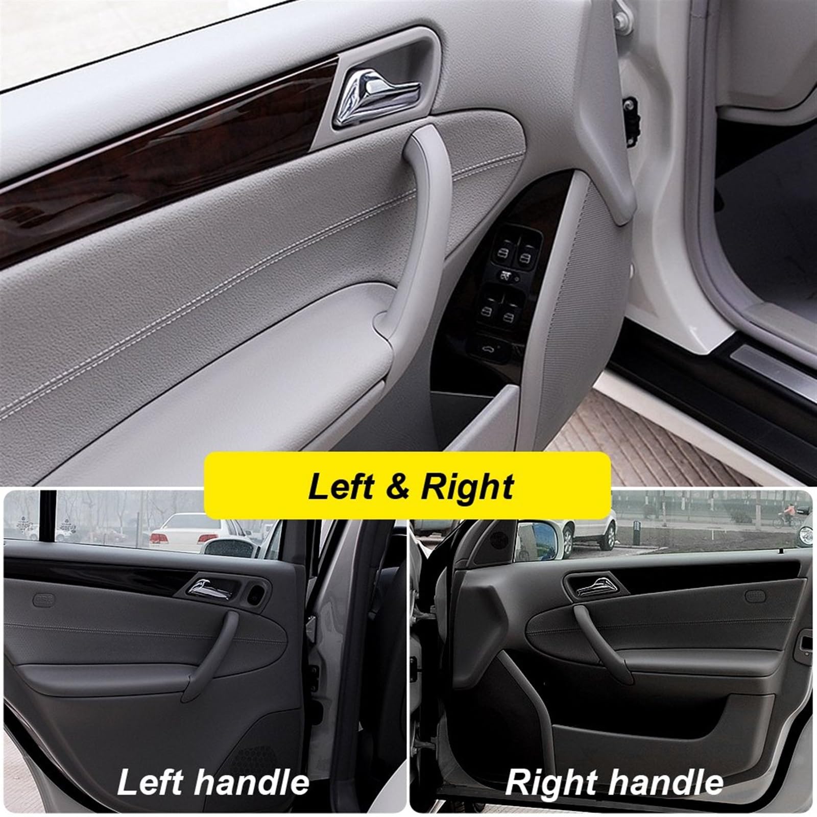 Auto Maniglia Interna Porta Per Benz W203 C230 C240 ​​C280 C32 C320 C350 C55 2000-2007 Car Interior Door Pull Maniglia Set (Misurare : Grey-2PCS)
