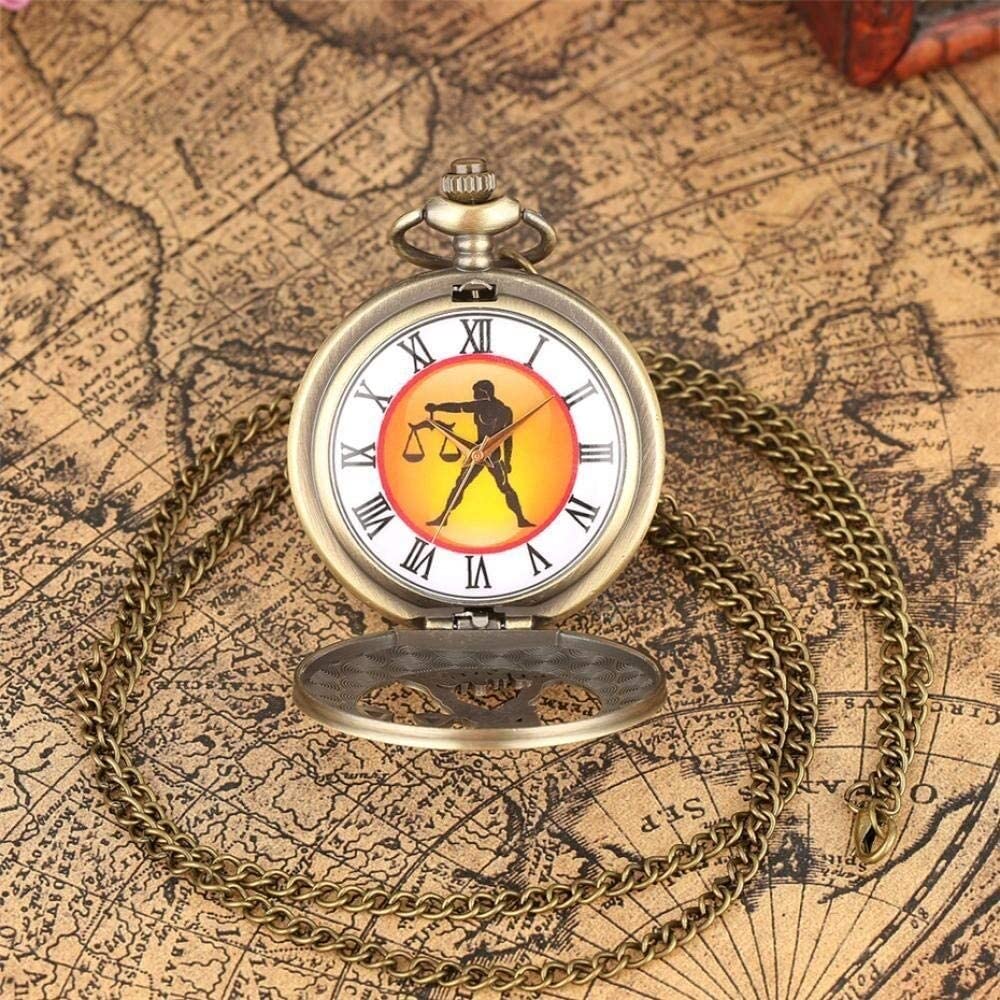 Reloj de bolsillo vintage, reloj de bolsillo de cuarzo vintage, regalo for cumpleaños, aniversario, día del padre, reloj de bolsillo, bronce antiguo, doce constelaciones, cuarzo, números romanos, relo