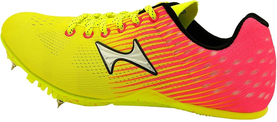 Spike Running Sprint Shoes Track and Field Cleats Mesh Breathable Lightweight Professional Athletic Shoes Neon Yellow & Pink for Boys Girls Womens Mens Youth
