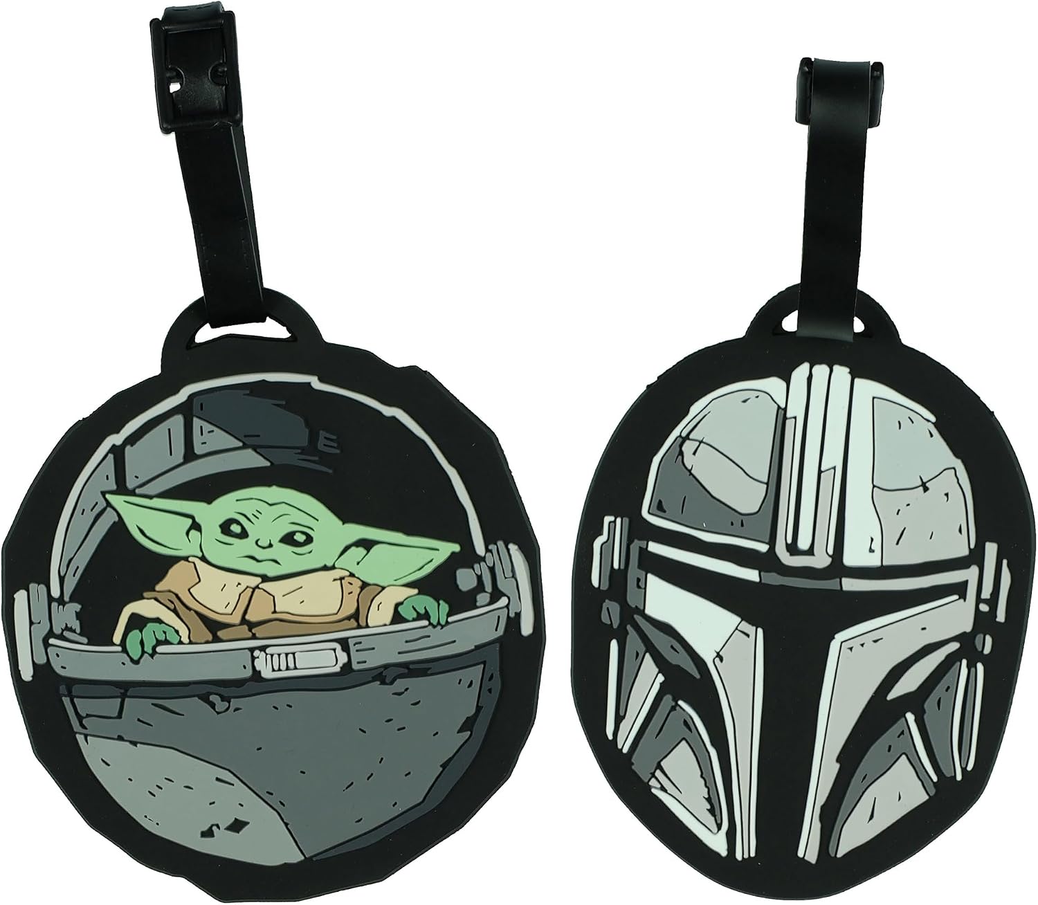 Disney Star Wars The Mandalorian Mando and Grogu 2 Pack Rubber ID Luggage Tags