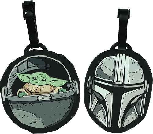 Disney Star Wars The Mandalorian Mando and Grogu 2 Pack Rubber ID Luggage Tags