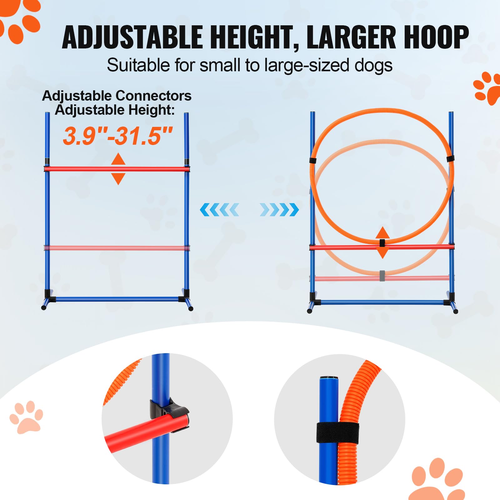 Agility-Trainingsgerät für Hunde, Set mit verstellbaren Hürden und Sprungring für Hinterhof, drinnen und draußen