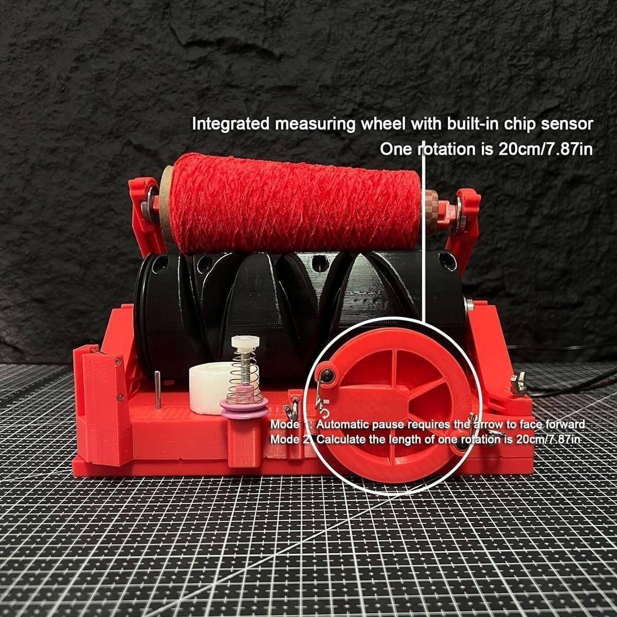 Bobinadora automática de cono de hilo con spinner eléctrico, calculadora de longitud y pantalla de 6 dígitos, función de pausa automática para coser y tejer ganchillo