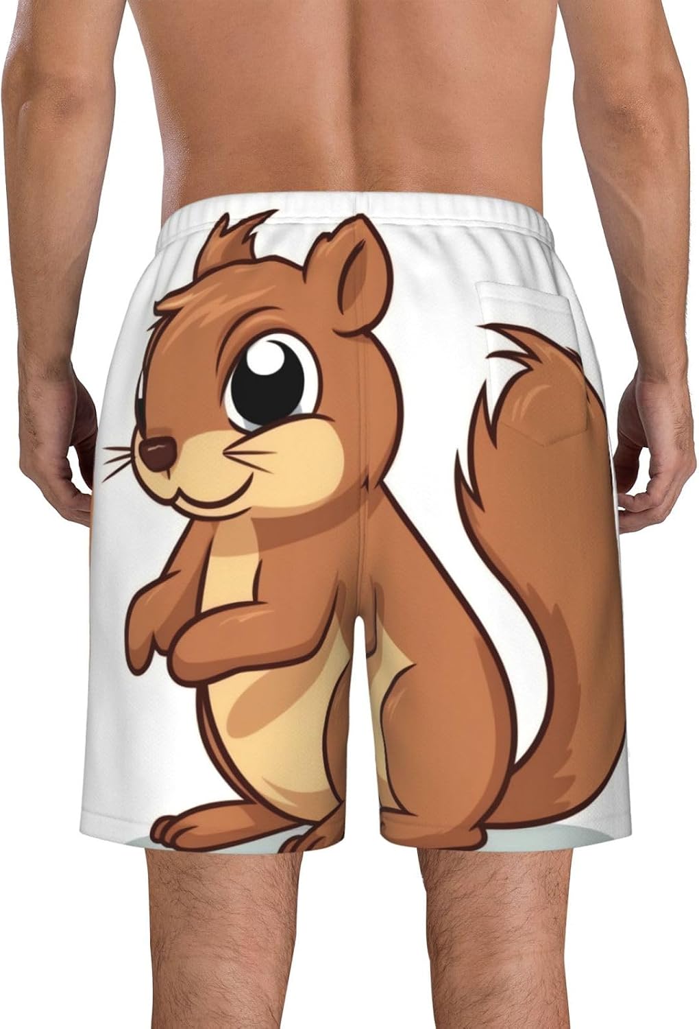 Men's Swim Trunks Quick Dry Beach Shorts Summer Bathing Suit Cartoon Squirrel Swimwear Beachwear with Pockets