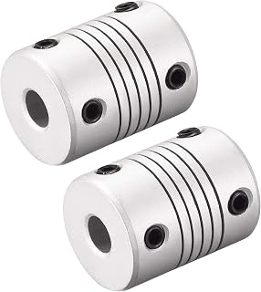 uxcell 6.35mm to 10mm Aluminum Alloy Shaft Coupling Flexible Coupler Motor Connector Joint L25xD19 Silver,2pcs