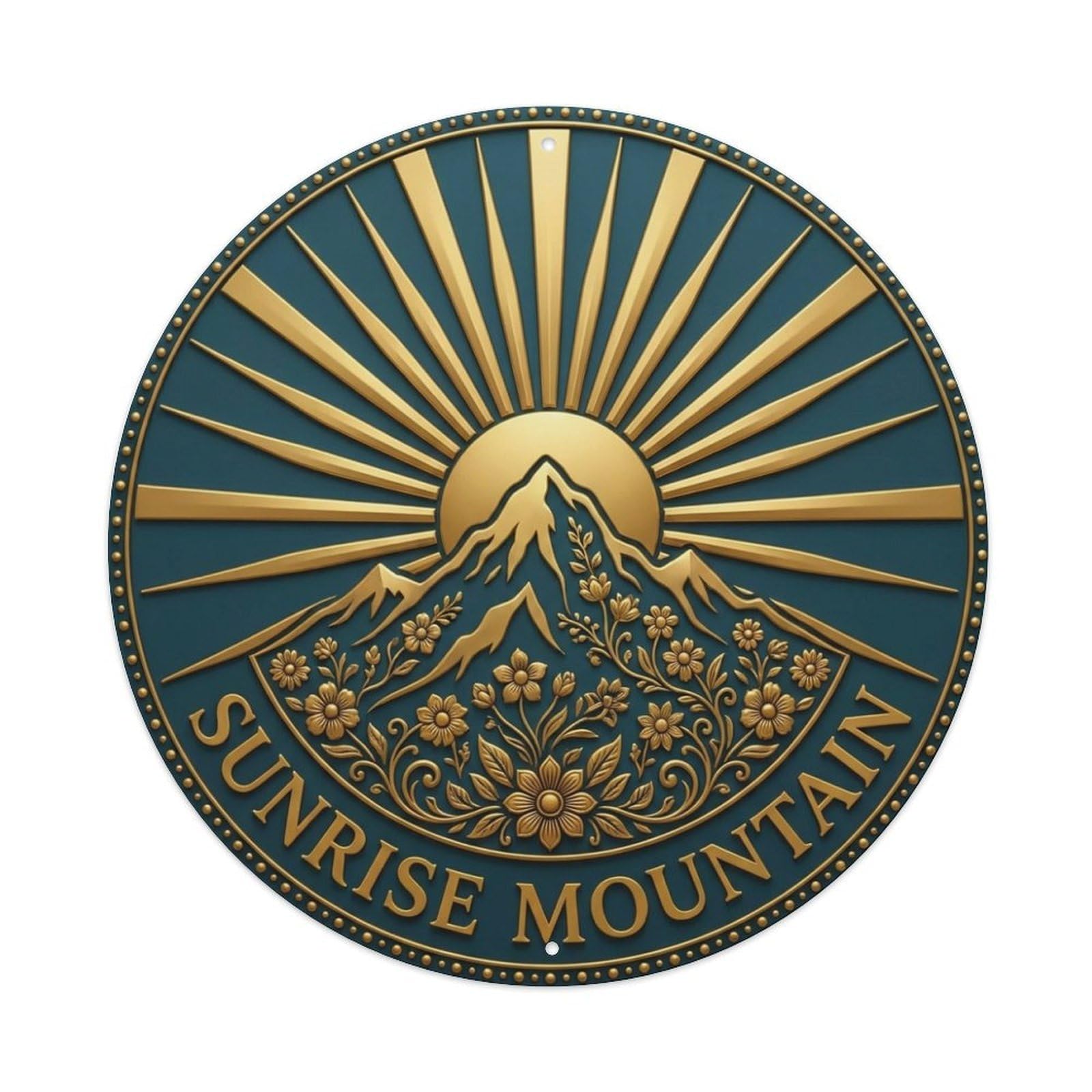 Vintage Sunrise Mountain Flower Zen Yoga Metal Tin Sign