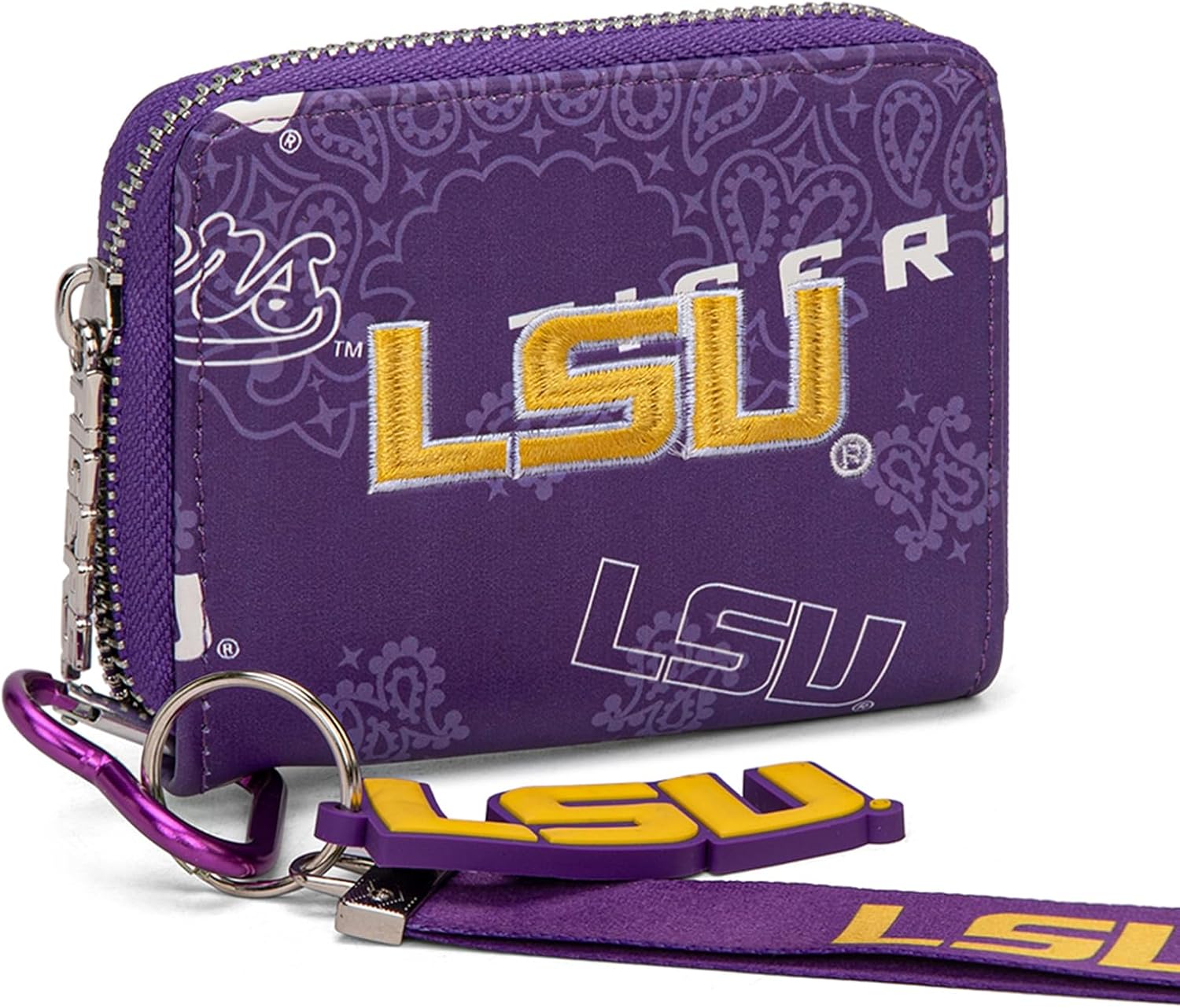 Fighting Tigers Clear Bag for Stadium Events Clear Purse with Removable Strap for Concerts+Zip Around Small Wallet Bundle