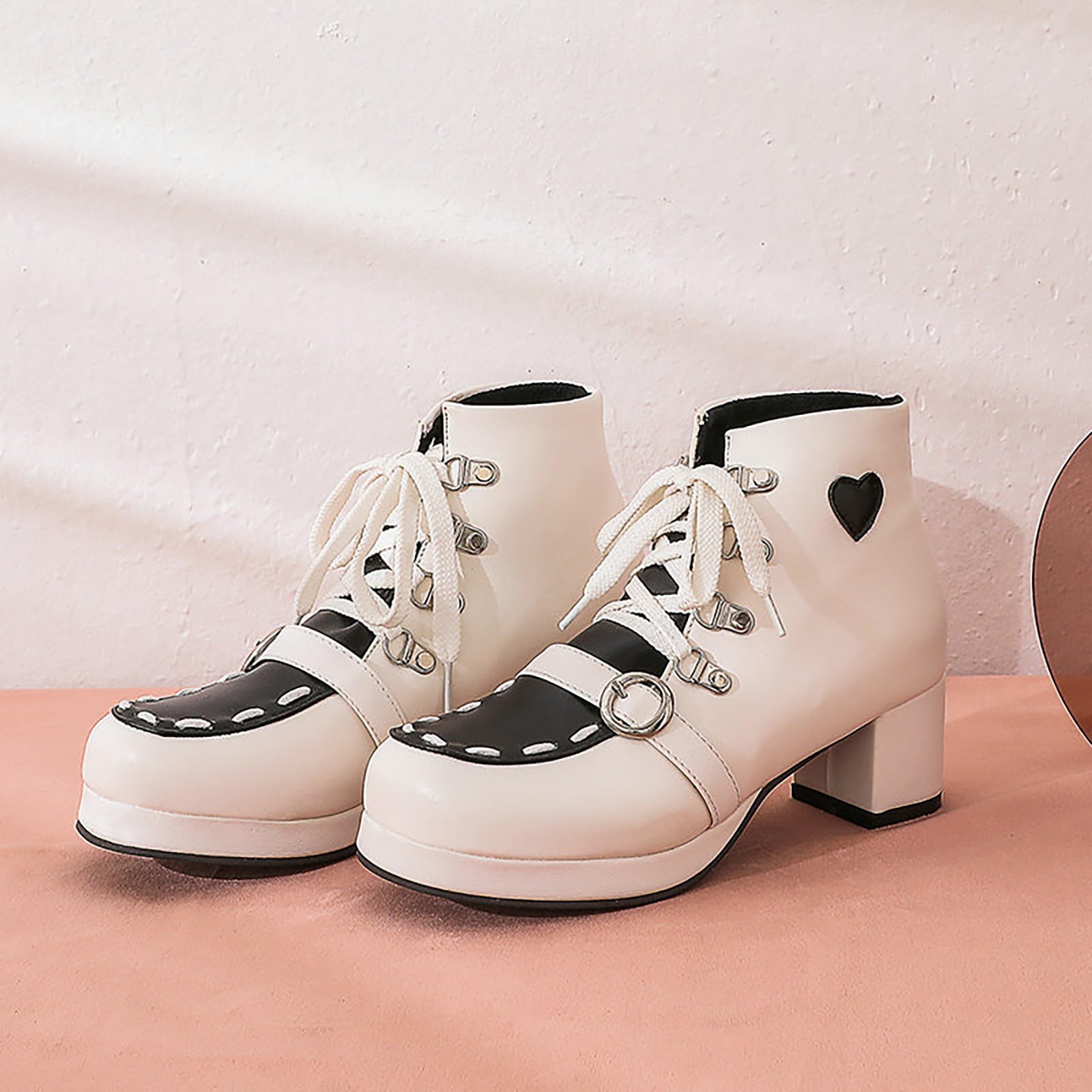 Genérico Botines Mujer Vestir con Cordones Plataforma Botas Punta Redonda Elegantes Zapatos Suaves Cómodas Caminar Bota Informales Antideslizantes Botin para Otoño Invierno Días Fríos y Uso Diario