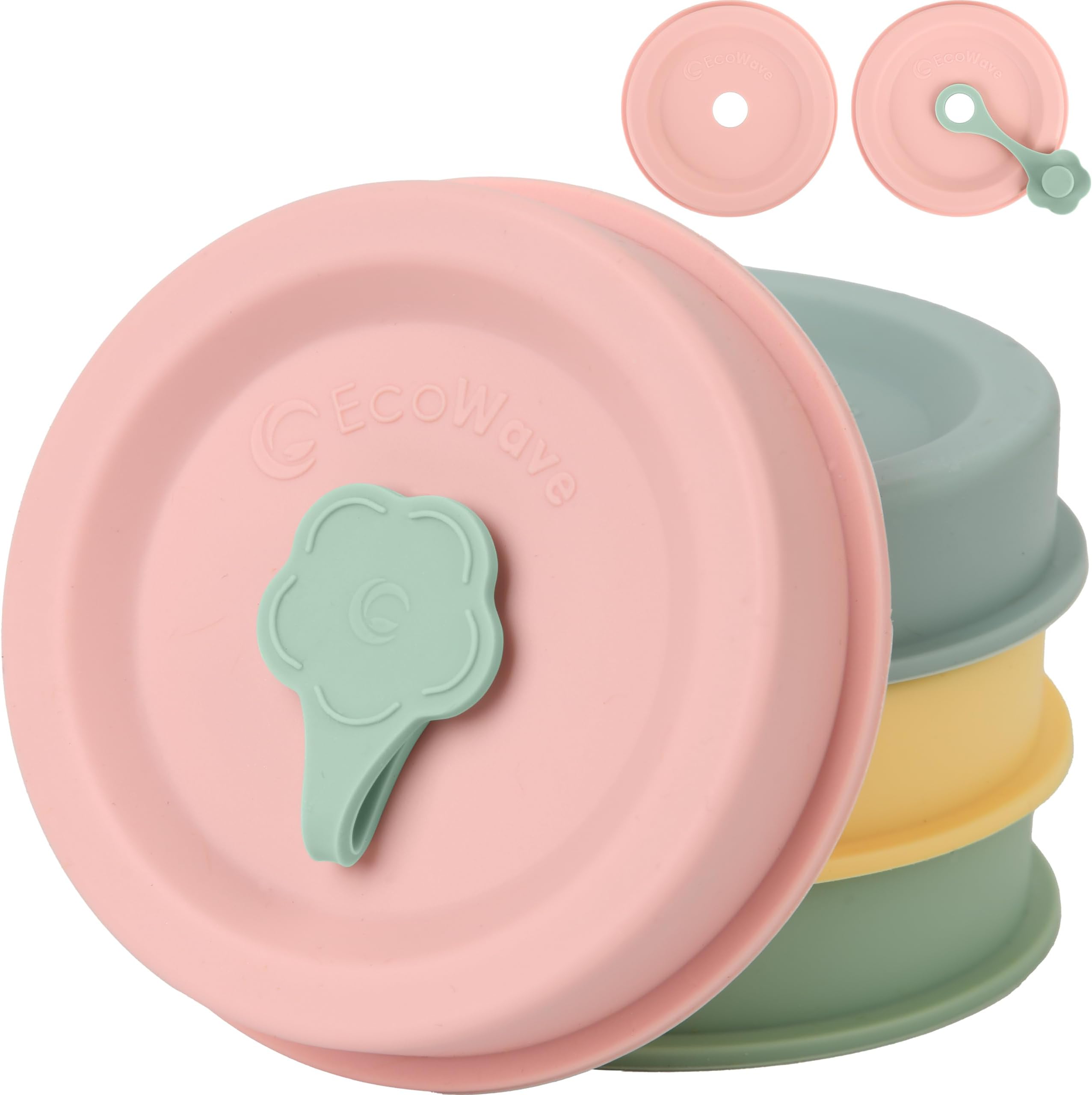 ORIGINAL CREATOR - FlipFit™ Silicone Mason Jar Lids with Straw Hole - Dual-Fit Regular Mouth & Wide Mouth Mason Jars Ball, Kerr, Mainstays - Drinking Lids with Straw Hole - Plastic-Free