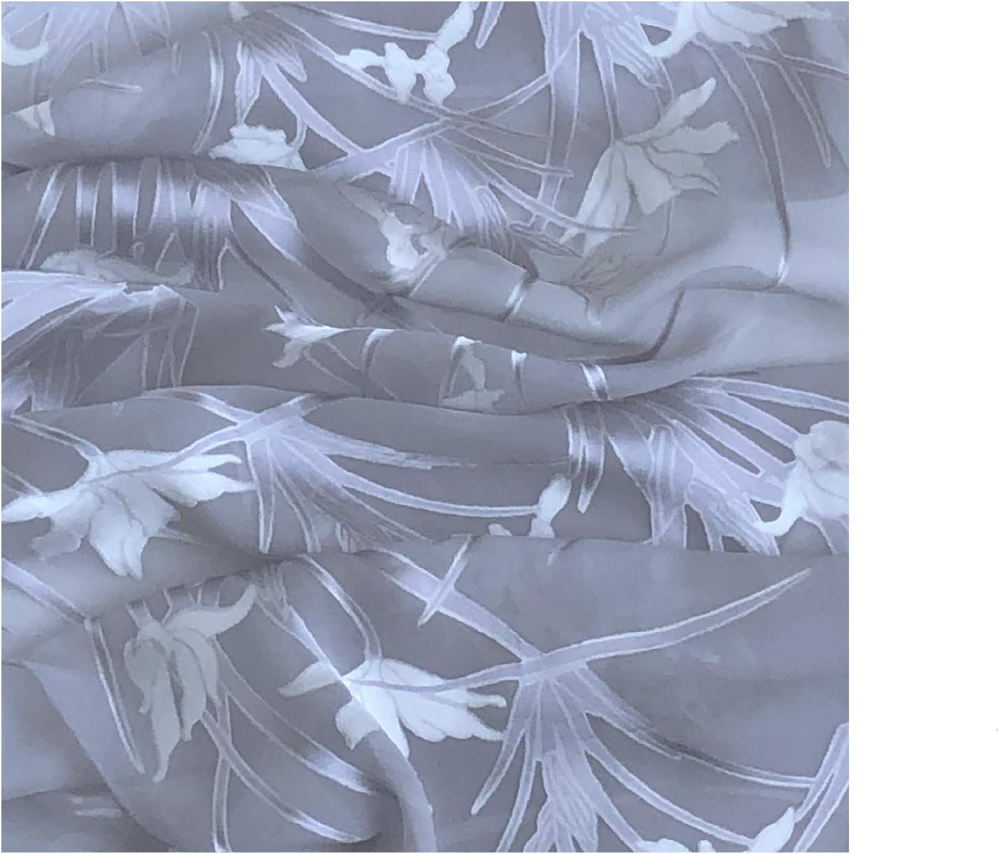 JJ CollectionSilk Base Cut-Satin Scarf, 60" Lx13 W, Orchid, Silver_Grey