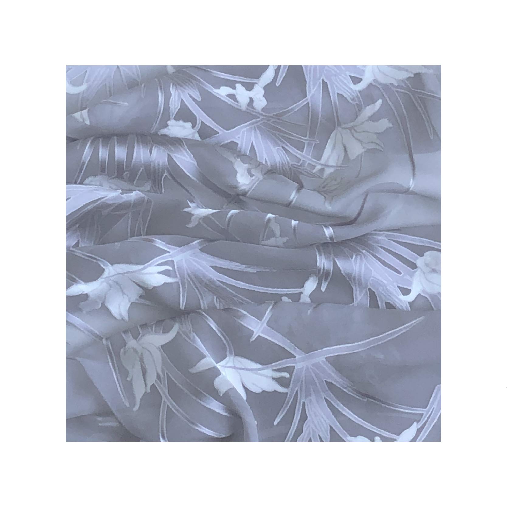 JJ CollectionSilk Base Cut-Satin Scarf, 60" Lx13 W, Orchid, Silver_Grey
