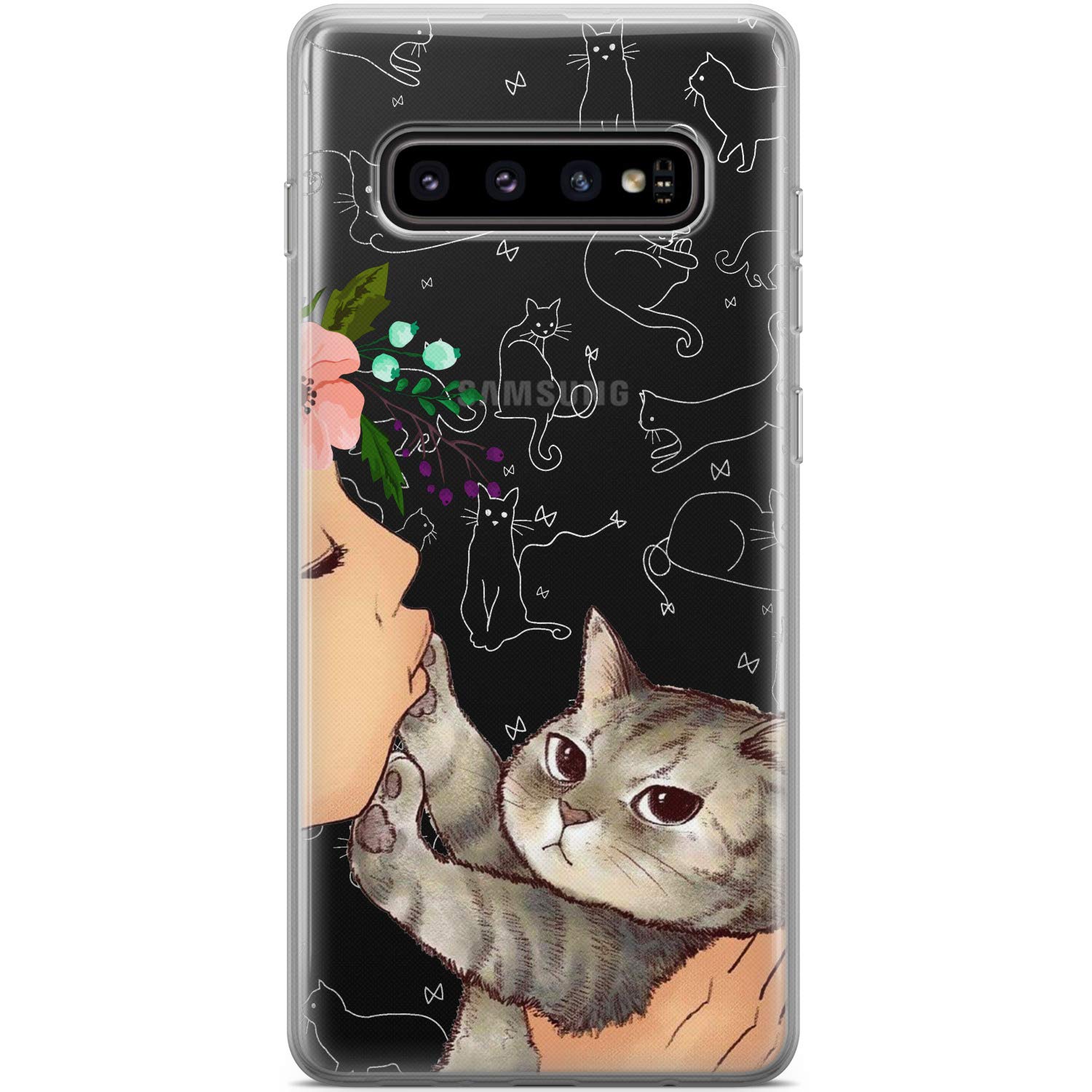 MertakCase Compatible with Samsung Galaxy A73 A72 5G A71 A70 A53 A52 A32 A50 A21s Design Cover Cute Flexible TPU Slim Cat Kiss Funny Protective Lightweight Pet Silicone Hilarious Paws