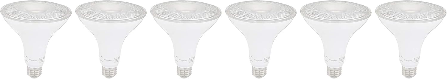 Amazon Basics 90W Equivalent, Daylight, Non-Dimmable, 10,000 Hour Lifetime, PAR38 LED Light Bulb | 6-Pack