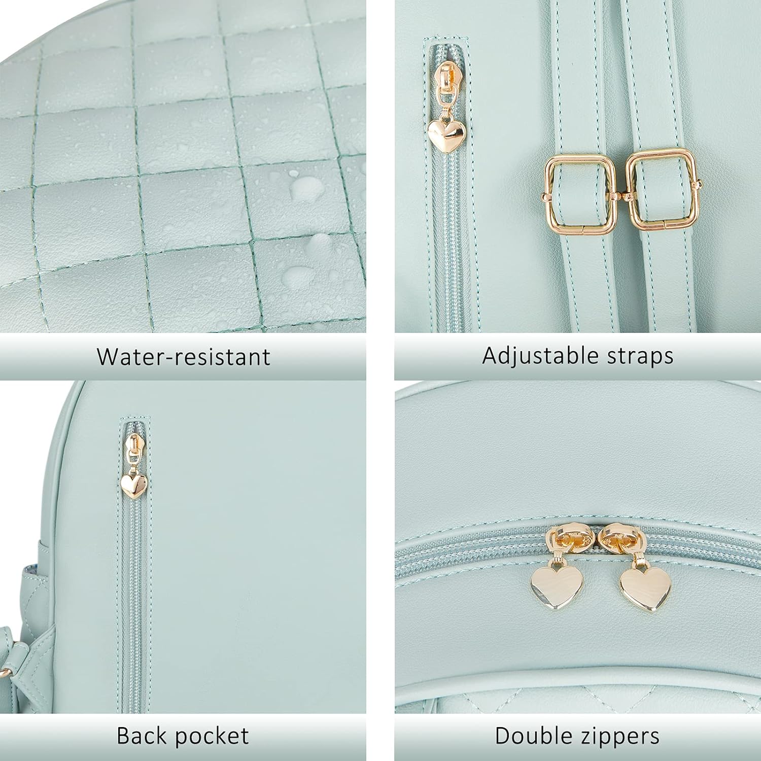 ECOSUSI Mini Backpack for Women Leather Small Backpack Purse for Ladies Cute Pom Bookbag Travel Shoulder Bag with Charm Tassel Green - Image 5