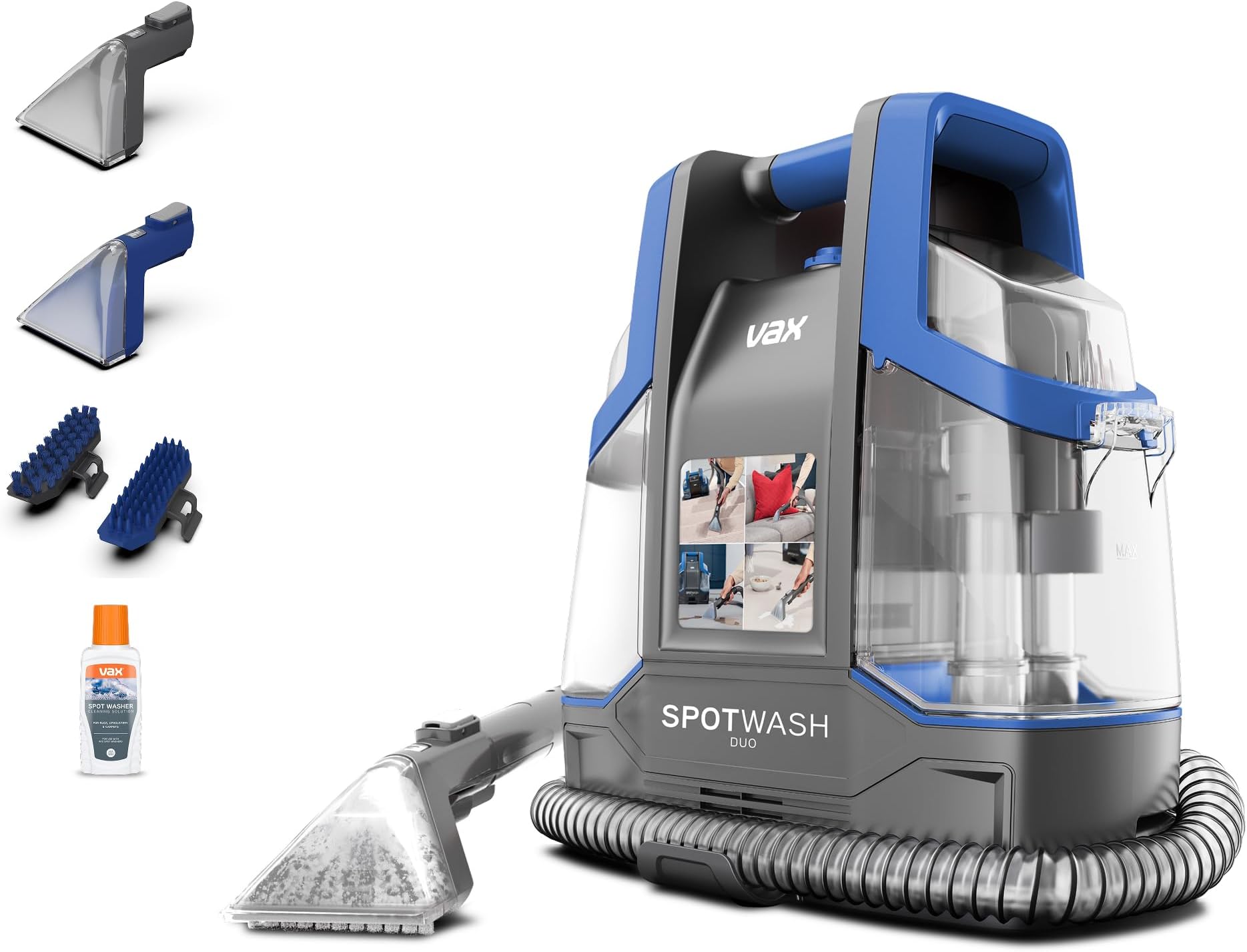 SpotWash Duo Spot Cleaner | Lifts Spills and Stains from Carpets, Stairs, Upholstery | Dedicated Messy Tool for Pets – CDCW-CSXA, 1 Litre, Grey/Blue, 440W
