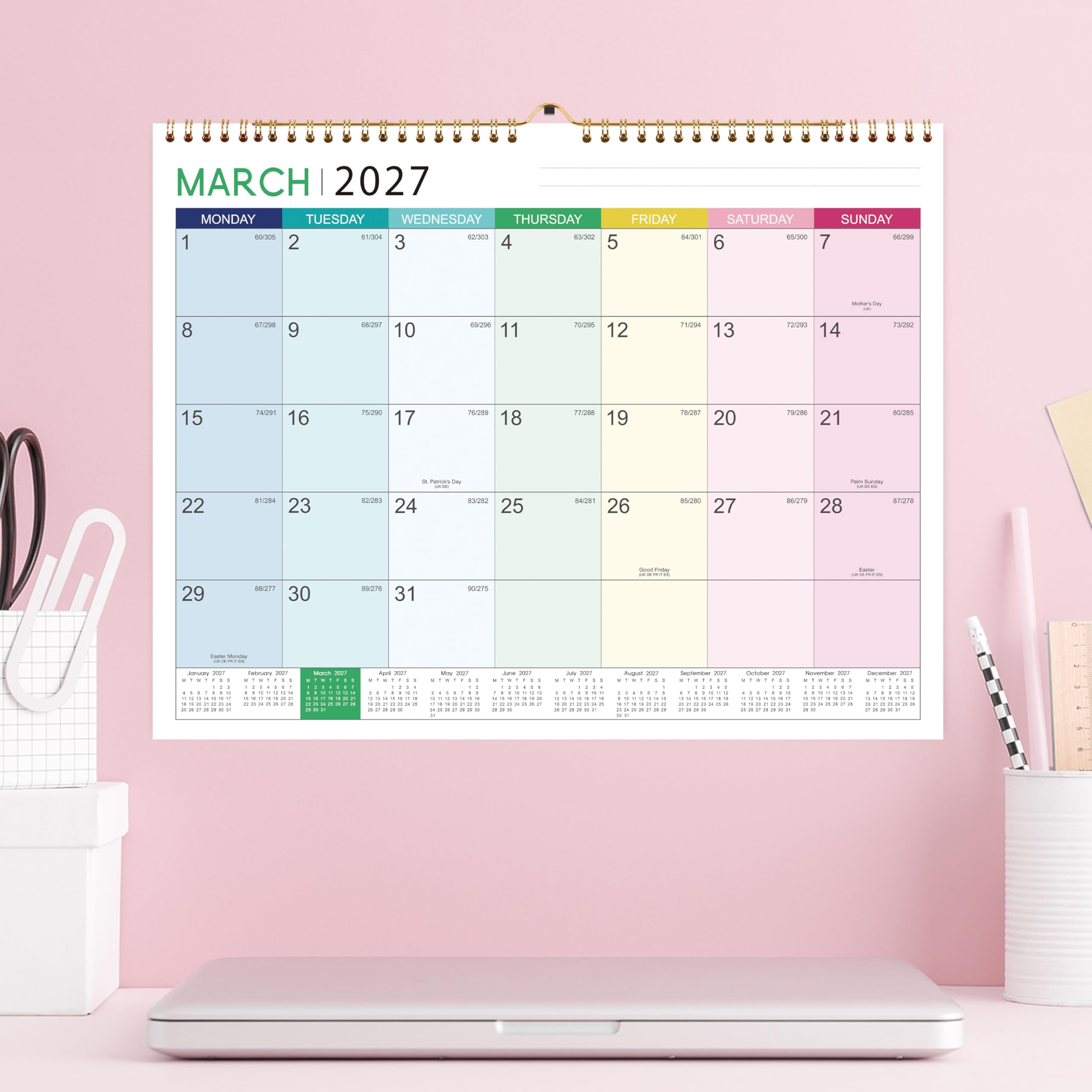 2026 Calendar - 18 Months Cute Wall Calendar 2026-2027, January 2026 - June 2027, 14.6" X 11.4", 2026-2027 Calendar With Thick Paper, Twin-Wire