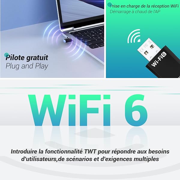 Clé WiFi 6 Puissante AX900 Mbps - Clé WiFi pour PC Double Bande 2.4GHz/5GHz, Dongle WiFi, Adaptateur USB WiFi Compatible avec Windows 11/10/8.1/8/7 - 3