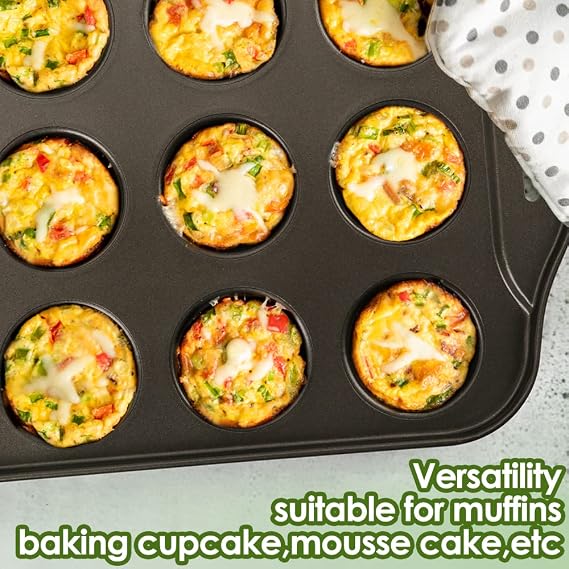 Mini Muffin Pan 12 Cup with Removable Bottom,Nonstick Cupcake Pans for Baking,Mini Muffin Cheesecake Tin for Oven, 12 Cavity Premium Carbon Steel Bakeware for Bite Size Tarts
