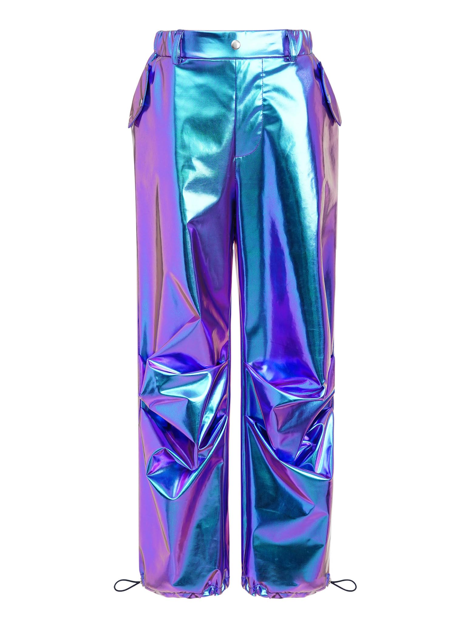 inlzdz Conjunto Brillante De Baile Moderno Jazz para Niñas Abrigo Metálico + Pantalones De Chándal Cintura Alta Ropa De Baile Años 90