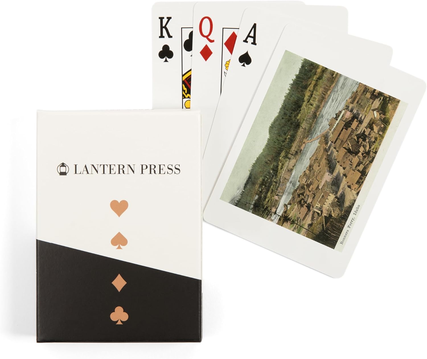 Lantern Press Bonners Ferry, Idaho, Aerial View of The Town and River, 52 Playing Cards for Adults, Poker Size Card Deck