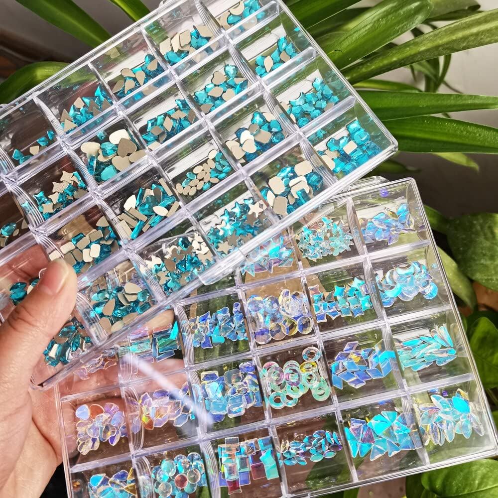 480Pcs Crystal Ab Rhinestones for Nail Poly Ornament Gel Decor Flat-Back Nail Art Rhinestone Gems Crystal Girls Craft for Phone