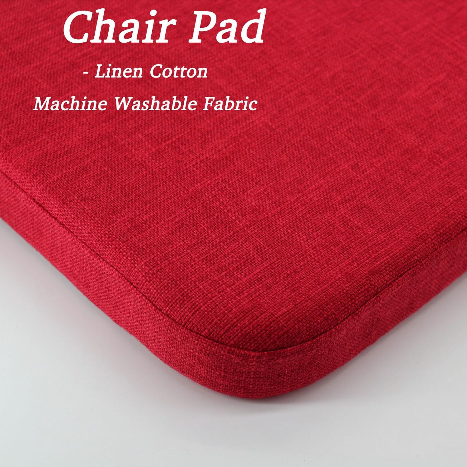 Dining Room Chair Cushions with Ties - Thick Memory Foam Indoor Seat pad,Dining Room Cushion with Machine Washable Cover [15 X 15 X 2 Inches] -(Red,4)