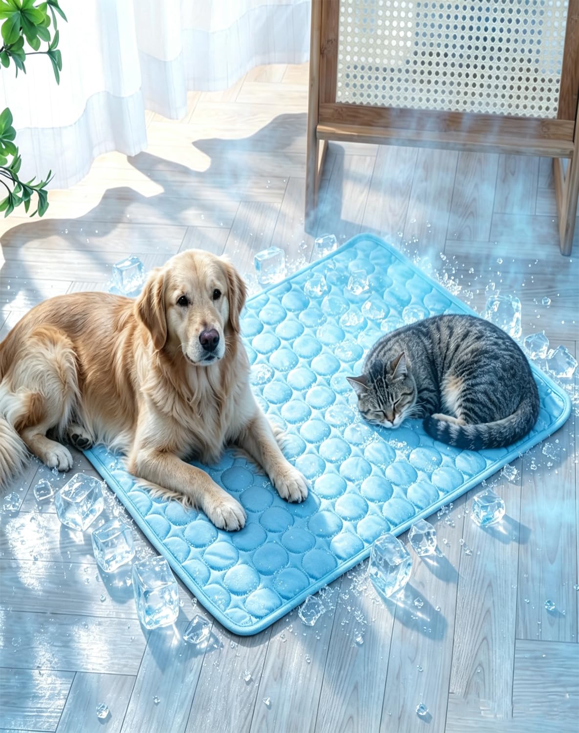 Kovah Cooling Mat Gel-Free Natural Cooling Pad for Dogs Multiple Sizes，Blue：S
