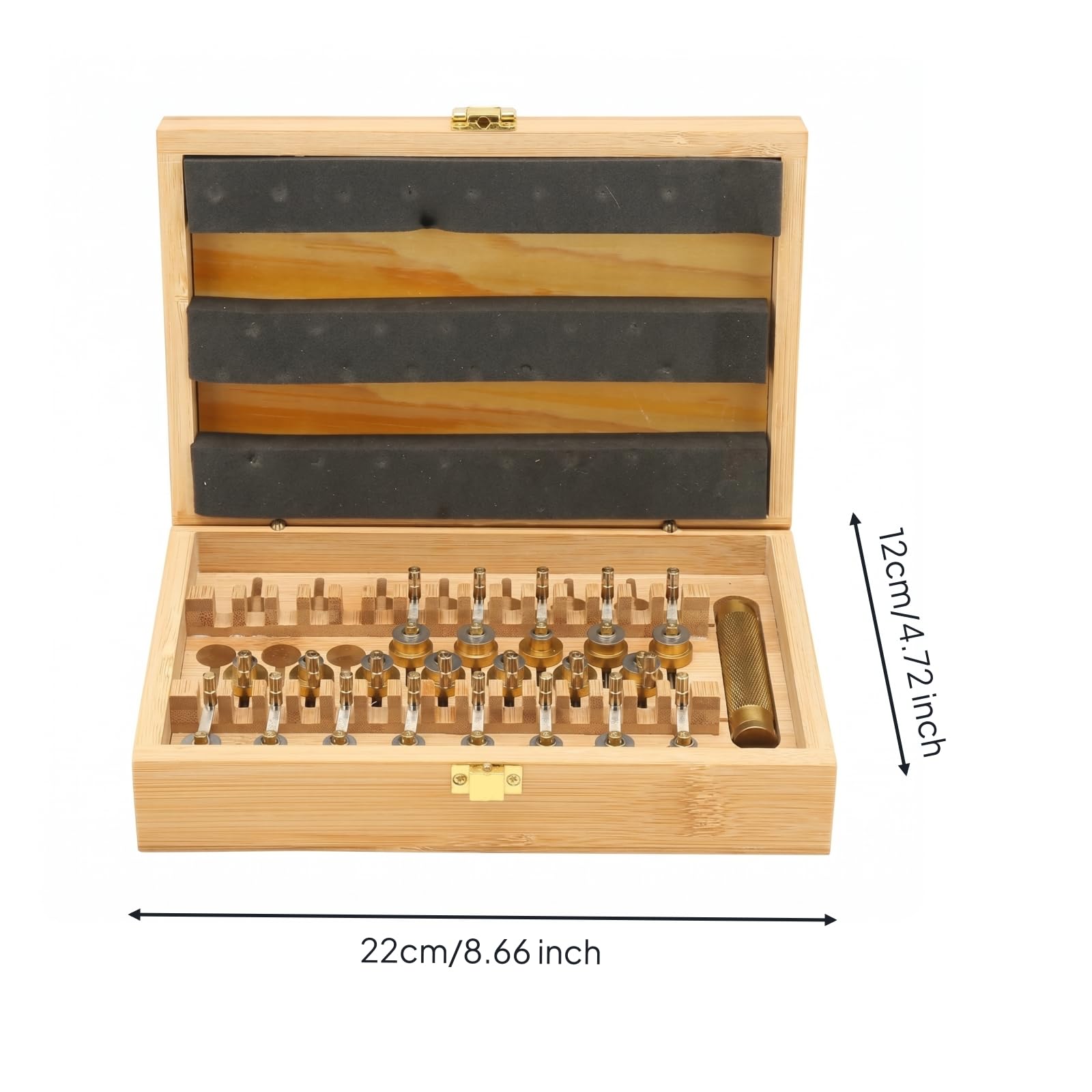 Harilla Watch Repair Winder Set Chiavi Carica Orologio Set Avvolgitori Chiave Ottone Strumento Manuale Custodia Legno Bambù con Scomparti per Manutenzione Orologi E Tasca Banco Lavoro Fai da Te